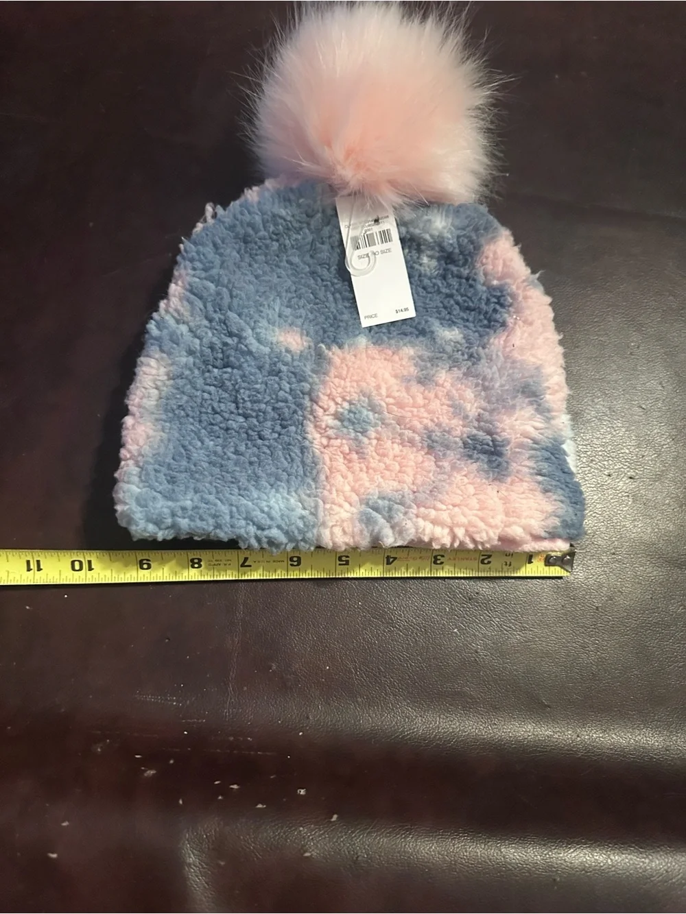Justice Pink & Light Blue Faux Fur Pom Sherpa Beanie